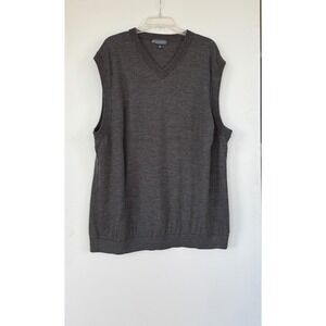 Hart Schaffner Marx Mens Sweater Vest Extra Fine Merino Wool 3XB Charcoal *Flaw